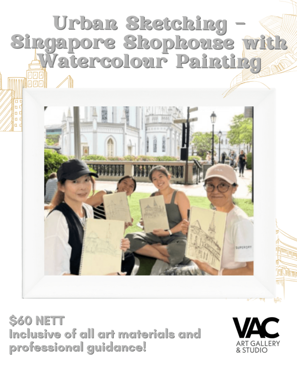 Urban Sketching – Singapore Shophouse with Watercolour Painting